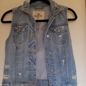 Hollister Distressed Jean Vest Jacket